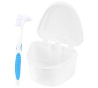 BETOOKY Caja de Almacenamiento para Dentaduras Postizas con Cepillo y Filtro Estuche de Baño para Prótesis Dental Seguro y Duradero Tapa de Cierre Fácil de Abrir para Color