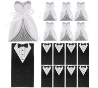 BETOOKY Caja de Boda de Papel para Dulces Forma de Novia y Novio, Paquete de 100 Piezas, Pequeña Bodas y Regalos Originales