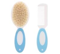 BETOOKY Cepillo de Pelo para Ñiño 2 Piezas Cerdas de Lana Suave, Cepillo de Madera para Pequeños, Masajeador de Cuero Cabelludo para Cuidado Diario y Pelo Sano, Color Azul