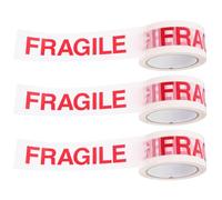 BETOOKY Cinta de Embalaje para Envío Frágil 48 Mm X 66 M, Adhesivo Fuerte, 3 Rollos Texto de Advertencia Rojo sobre Fondo Blanco, Adecuado para Embalaje y Mudanzas