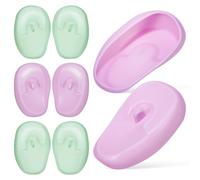 BETOOKY Cubiertas de Silicona para Oídos para Teñir el Cabello 4 Pares (morado Claro y Verde Claro) Protectores Auditivos Antideslizantes para Peluquería, Secador, Ducha y Natación