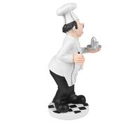 BETOOKY Estatua de Chef Diseño Divertido de Resina Estilo Europeo Adorno Blanco y Soporte Estable para de