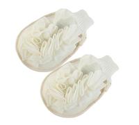 BETOOKY Guantes Exfoliantes para Baño 2 Piezas Manoplas de Lino Flores Herramienta para Exfoliar la Espalda