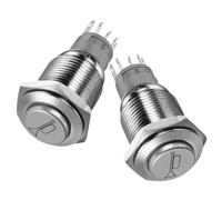 BETOOKY Interruptor de Presión Metálico de 16mm Diseño de Autoretorno, Botón Pulsador para Coche y Barco, Paquete de 2 Piezas