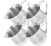 BETOOKY Jarra de Acero Inoxidable 90ml, Pack de 4 Unidades, Pequeña y Multifuncional para Café y Leche con Diseño Original y Asa Cómoda