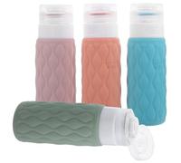 BETOOKY Juego de 4 Botellas de Loción de Silicona de 100 Ml para Viaje Mecanismo Dosificador y Bolsa de Almacenamiento para Artículos de Tocador