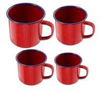 BETOOKY Juego de 4 Tazas Esmaltadas de Té Vintage, Capacidad 120ml-500ml, Colores Rojo, Multifunción para Camping, Oficina y Desayuno, Tazas Pequeñas de Esmalte Resistentes y
