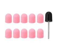 BETOOKY Kit de 10 Cabezales de Rectificado para Manicura con Gorro de Lijado Rosa y Broca para Decoración de Uñas Herramienta Profesional para Pulido y Cuidado de Uñas Naturales y
