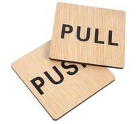 BETOOKY Letrero para Puerta de Madera Natural Push Pull, Señal Adhesiva Caracteres Chinos, Tamaño Mediano, para Interiores y Exteriores en Tiendas y Oficinas