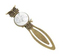BETOOKY Marcapáginas con Piedra de Tonalidad Clara de Búho de Aleación de Zinc Decorativo y Funcional para Marcar Páginas Diseño Retro y Delicado en Aulas y Familias