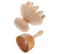 BETOOKY Masajeador de Madera 2 Piezas, Práctico Masajeador de Copa y Peine Multifunción, Herramienta para Masaje Corporal y Facial en Casa