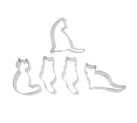 BETOOKY Molde para Galletas Paquete de 5 Piezas Forma de Gato de Acero Inoxidable Plata Fácil de Limpiar y Antiadherente Varios estilos para Repostería Profesional y Varios estilos