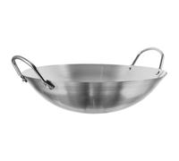 BETOOKY Olla de Acero Inoxidable 32 Cm Doble Asa, Wok Multifuncional para Cocinar en Casa, Sartén Resistente y Apta para Cocina Doméstica