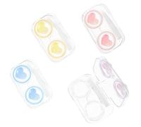 BETOOKY Organizador de Lentes de Contacto 4 Piezas, Estuche Pequeño Transparente Tapa Abatible y Junta Hermética, Caja Compacta para Viaje y Cuidado Seguro de Lentes de Color