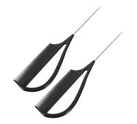 BETOOKY Peines de Salón de Plástico y Metal con Punta Fina para Coloración y Resaltar el Cabello, 2 Piezas para Trenzar y Peinar en Casa o Salones Profesionales