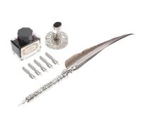 BETOOKY Pluma de Caligrafía Decorativa Ala de Pluma Vintage, Ligera Punta de Cobre para Escritura Hermosa en Oficina y Manualidades, 1 Set