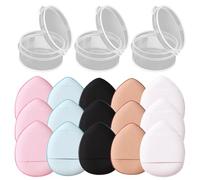 BETOOKY Polvo Compacto Mini para Dedos, 15 Piezas Esponjas para Maquillaje en Polvo Suelto, Base de Crema Facial, Forma de Gota de Agua, 3 Estuches Incluidos, Herramientas