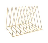 BETOOKY Revistero de Hierro para Escritorio de Oficina, Estantería Industrial Metálica Triangular Dorada, Organizador Antideslizante Compacto para Revistas y Documentos, Almacenamiento