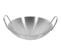 BETOOKY Wok de Acero Inoxidable 26 Cm Fondo Redondo y Doble Asa, Sartén para Cocinar en Estufa de Gas, Utensilio de Cocina Resistente Gran Capacidad para Saltear y Freír