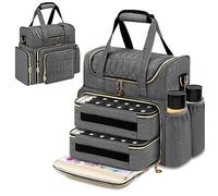 Betoores Bolsa Esmaltes de Uñas, Doble Capa Organizador on 2 Bolsas Extraíbles para 70 Botellas (15ml - 0.5 FL.oz) y Lámpara Secadora de Uñas (Solo Bolsa) (Gris)