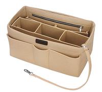 Betoores Organizador de Bolsos de Fieltro, Organizador con Bolsillo Interior extraíble e Llavero(Beige, Medio)