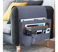 Betoores Organizador de Reposabrazos para Sofá, Bolsillo para Cama, Fieltro Organizador para Teléfono, Remoto, Magzine, Gafas, Libro, Bolígrafos, Cables, Los mandos - Gris Azulado