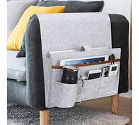 Betoores Organizador de Sofá, Bolsa de Almacenamiento cabecera con Remote Control Holder para el Teléfono, Magzine, Gafas, Libro, Bolígrafos, Cables - Gris Claro