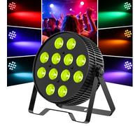 BETOPPER Foco Par LED 12x18W, Luz Escénica RGB+Lim mbar+UV 6-en-1 con Efecto Wash/Strobe, DMX512/Activación por Sonido, para DJ, Fiestas, Conciertos, Bares (1 Unid.)