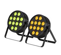 BETOPPER Focos Par LED 12x18W, Luces Escénicas RGB+Lim mbar+UV 6-en-1 con Efecto Wash/Strobe, DMX512/Activación por Sonido, para DJ, Fiestas, Conciertos, Bares (2 Unid.)