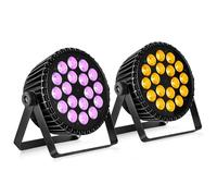 BETOPPER Luz Escénica LED - 18x18W PAR Can RGB + Ámbar + LA + UV (6 en 1), Iluminación DJ Profesional, Efectos Strobe/Wash, Control DMX512/Auto Sound, para Fiestas/Bodas/Clubs (2)