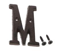 Betorcy Número de dirección de 7,6 cm, números de casa para exteriores, letras de metal de hierro fundido, decoración de buzón de puerta de jardín con tornillos, letra M negra
