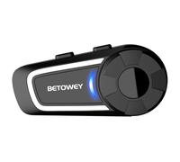 BETOWEY Intercomunicador Casco Moto, TK-X4 Sistema De Intercomunicación En Grupo para 6 Personas con Compartición De Música, Asistente De Voz, Radio FM Y 2 Opciones De Micrófono (1 Pieza)