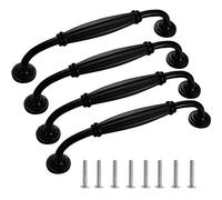 BETOY 4pcs - Asa Barra de puerta mueble - tipo europeo, negro Vintage Puerta Retro Hierro Muebles Cocina Armario Cajón Tire Tiradores y Pomos con Forma de Carcasa 128mm