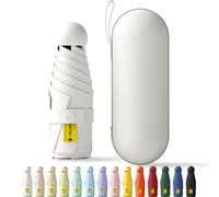 Betrynidil Paraguas Plegable Ultra Compacto y Portátil para Viaje, Protección UV 99% e Impermeable para Hombres y Mujeres Con caja de almacenamiento (Blanco)
