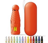 Betrynidil Paraguas Plegable Ultra Compacto y Portátil para Viaje, Protección UV 99% e Impermeable para Hombres y Mujeres Con caja de almacenamiento (Naranja)