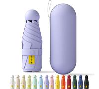 Betrynidil Paraguas Plegable Ultra Compacto y Portátil para Viaje, Protección UV 99% e Impermeable para Hombres y Mujeres Con caja de almacenamiento (Morado)