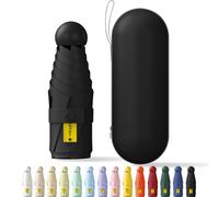 Betrynidil Paraguas Plegable Ultra Compacto y Portátil para Viaje, Protección UV 99% e Impermeable para Hombres y Mujeres Con caja de almacenamiento (Negro)