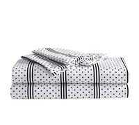 Betsey Johnson | Colección Dots & Stripes | Juego de sábanas - Microfibra Suave y acogedora, Suave y Resistente a Las Arrugas, Lavable a máquina para un fácil Cuidado, King, Gris
