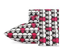 Betsey Johnson Juego de sábanas, Ligero, Transpirable, Tela Que Regula la Temperatura. Súper Suave, fácil Cuidado e Ideal para Todas Las Estaciones, poliéster, Calaveras, Queen