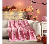 Betsey Johnson - Manta Suave para sofá o Cama, Felpa audaz y Ropa de Cama de Gran tamaño, decoración de Halloween (Esqueleto de Yoga Rosa, 50 x 70 Pulgadas)