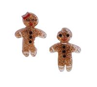 Betsey Johnson Pendientes de pan de jengibre para mujer, joyería festiva, chapado en oro, plástico y purpurina marrón, tachuelas