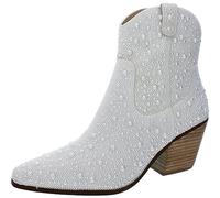Betsey Johnson Womens Diva Western Boot, Pearl, 7 US