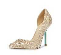 Betsey Johnson Zapatos de tacón Chic para Mujer, Dorado Claro, 41 EU