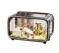 Betta Fish Aquarium - Tazón pequeño transparente, recipiente de acrílico animal | Hábitat acuático resistente, cobertizo de caracol compacto, plantación creativa para el hogar, ornamento de paisaje