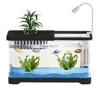 Betta Fish Aquariums, Small Fish Tank Kits, Clear Landscape Bowls, Compact Pets Habitat for Shrimp, Guppy, Snails, Turtle, Jellyfish, Pet Lovers, Beginners, Desktop, 11.81x7.48x7.09 Inches