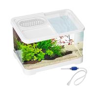 Betta Fish Aquariums, Small Tank Kits, Clear Landscape Bowl Feeder, Compact Pet Habitat for Shrimp, Guppy, Snails, Turtle, Jellyfish, Beginners, Desktop, Apartment, 11.81x7.48x7.09 inches