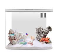 Betta Fish Fish Tistón de 1.3 galones Kit de Inicio de Acuario pequeño con Filtro de 3 Capas & Luz LED, Escritorio autoinforme decoración del hogar para Pescado Betta, camarones, pez Dorado (blan
