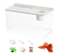 Betta Fish Tank 3 Color Lights, 13.31 Inches Decorative Aquarium for Top Hydroponic Tabletop, Stylish Tank with LED Illumination and Compact Design, Home Accessory for Workplace Entryway Foyer