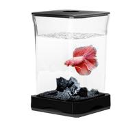 Betta Fish Tank, acuario de mesa, kit de iniciación de pecera pequeña Betta con lámpara LED, acuario rectangular, para decoración de mesa, oficina y escritorio