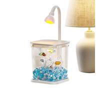 Betta Fish Tank, Clear Aquarium, (5.2x4.61x5.55 Inches), Built-In Lighting, Modern Desktop Decoration, Water Landscaping Bowl for Shrimp Spider Home Workplace Outdoor Tabletop